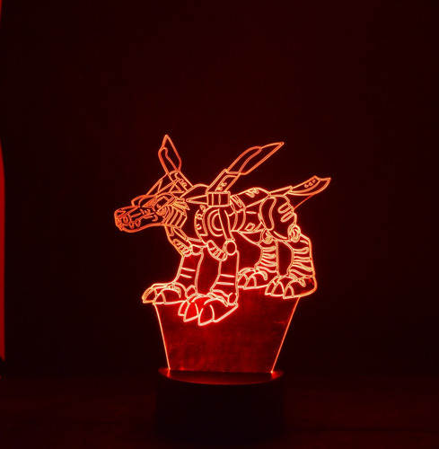 Lámpara 3d App Incluida Metalgarurumon Digimon + Pilas