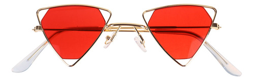 Gafas De Sol Triangulares Con Montura Metálica Roja Y Dorada