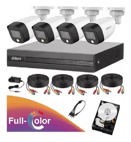 Kit 4 Camaras Dahua 2mp Full Color Dvr 8ch  Audio Dd 2tb Msi