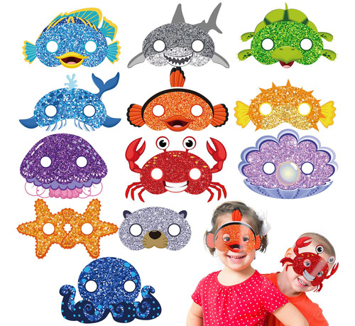 24 Máscaras De Animales Oceánicos Para Niños, Disfraz De.