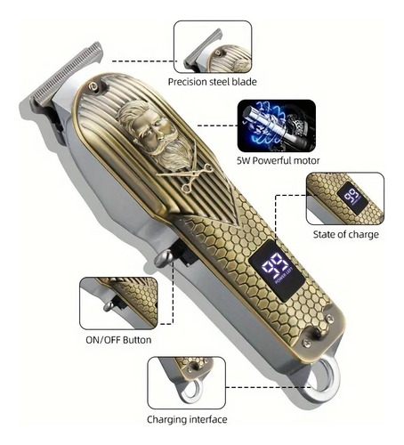 Máquina De Afeitar Usb Afeitadora Corta Barba Portátil Cuerp Color Dorado
