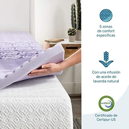 Lucid Memory Foam Gel Sobrecolchón Lavanda Colchoneta T King