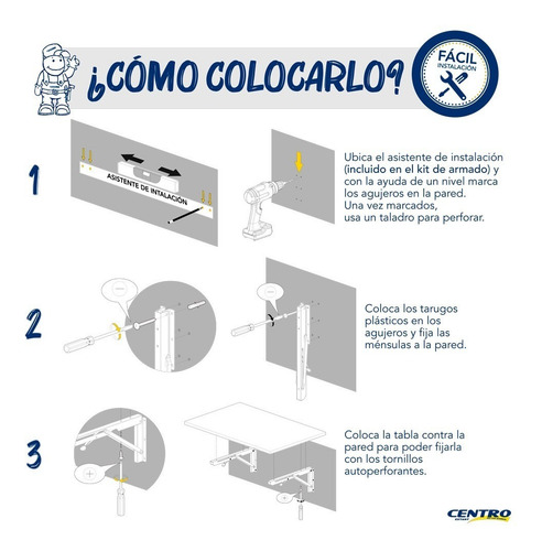 Imagen 5 de 10 de Escritorio Plegable Pared Modelo 9050 Estante Rebatible