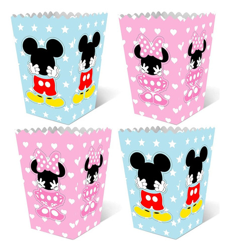 24 Paquetes Micky Minnie Mouse Party Popcorn Boxes, Baby Sho