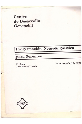 Libro:programacion Neurolinguistica Para Gerentes-iesa