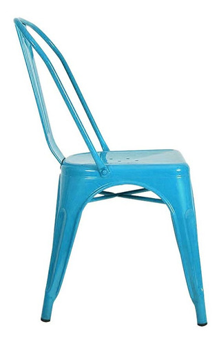 Imagen 2 de 3 de Silla Tolix Metálica Azul Hogar Restaurante