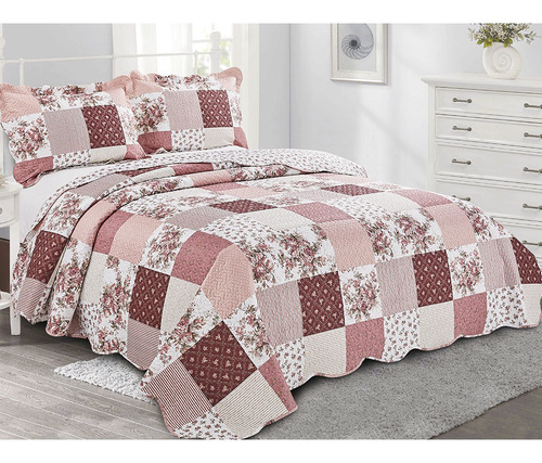 Imagem 1 de 2 de Kit Colcha Evolution Patchwork Casal 220x240cm Clusa Camesa