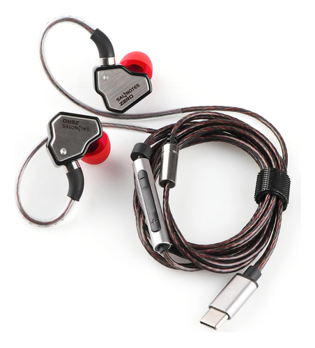 Fone De Ouvido 7hz Salnotes Zero Hifi Usb-c Com Microfone Cor Preto Luz Preto