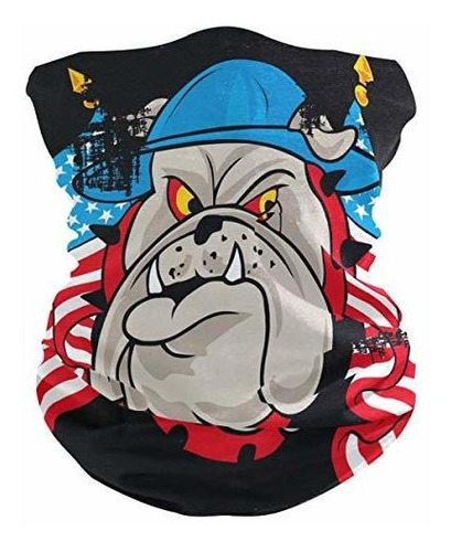 Tapaboca Deportivo - Moyyo Funny Angry Bulldog American Flag