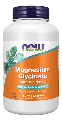 Supplements Now Foods, Glicinato De Magnesio, 180 Cápsulas V