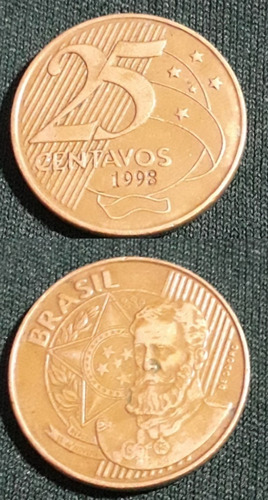 Moneda De Brasil De 25 Centavos Año 1998