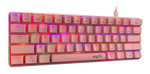 Teclado Mecanico Gamer Rgb De 61 Teclas Nisuta Original Pink