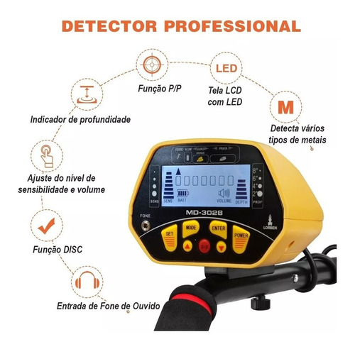 Detector De Metais Profissional Md-3028 Prata Ouro Moeda