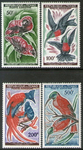 Chad Serie Aérea X 4 Sellos Mint Aves Y Pájaros Años 1961-63