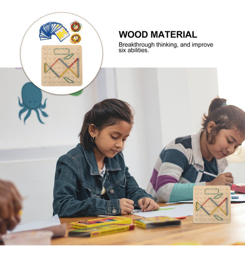 1 Juego De Tablas De Clavos Geoboard De Madera Con Forma Geo