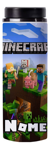 Garrafa Água Personalizada Com Nome Minecraft 750ml Aluminio