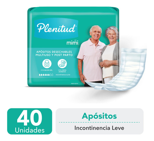 Apósito Plenitud Incontinencia Leve 1 Paquete 40 Un