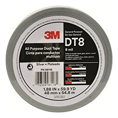 3m Dt8 - Cinta Adhesiva Multiusos (1.890 In X 179.8 Ft, 8 Mi