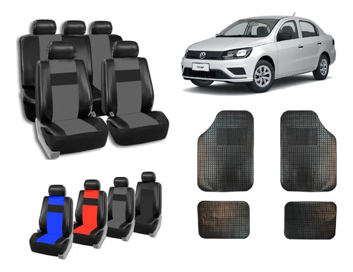 Fundas Cubre Asiento Cuerina Para Vw Voyage + Alfombra 4 Pzs