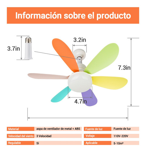 Ventilador De Techo 6 Aspas Con Luz Led Y Control Remoto