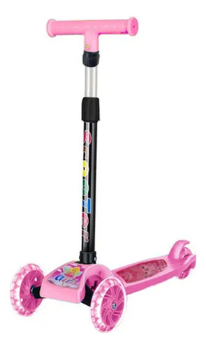Scooter Monopatín De Pie Plegable C/luz Para Niños 2-10 Años Rosa Cute Girl