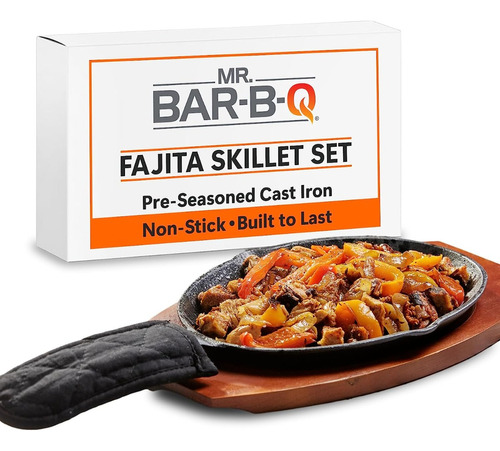 Sartén De Hierro Fundido Y Base De Madera Para Hacer Fajitas