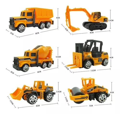 deAO Camiones de Construcción Conjunto a Escala 1:64 Incluye Camión de Carga con Topadora Mezcladora Tractor Volquete y Accesorios Grúa Excavadora Carretilla Elevadora 