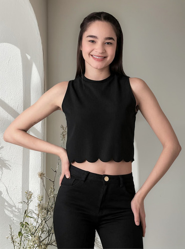 Blusa Top Corto Crop Moda Corte Ondulado Playa Ombliguera Sh