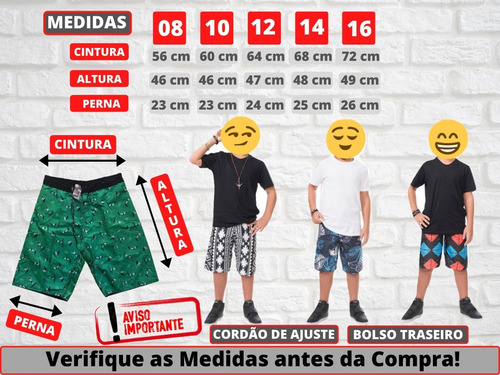Kit Com 05 Bermudas Juvenil Tactel Surf Praia Infantil Masculina - Atacado
