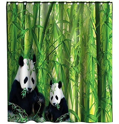 Lindas Cortinas De Ducha Panda, Tela De Tela De Bambú Verde,