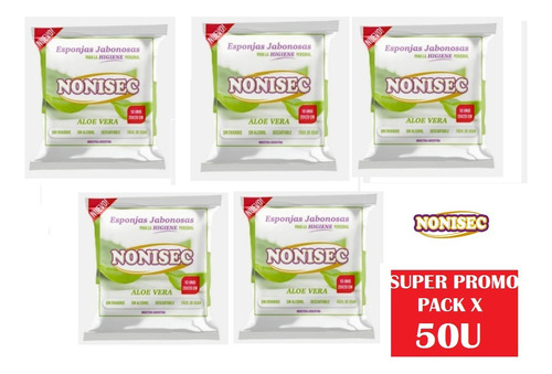 Paño Esponja Jabonosa Seco Con Aloe Vera Nonisec Pack X 50u