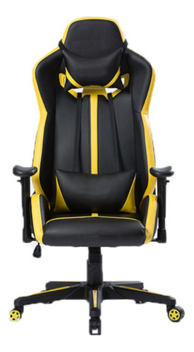 Silla Gamer W-186 Cuero Sintetico Negra/amarilla Color Negro y Amarillo