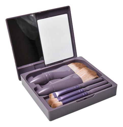 Brocha De Maquillaje De Viaje Con Espejo Para Cabello Suave