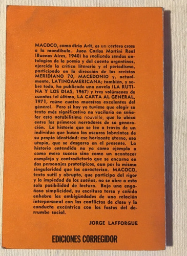 Libro Macoco Juan C. Martini Real Novela Latinoamericana