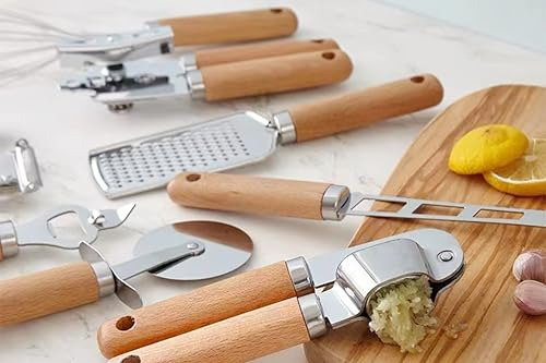 Set De Utensilios De Cocina De 10 Piezas Con Mango De Mader