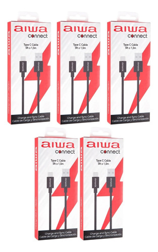 Pack 5 Cable Usb Tipo C Aiwa 1,5 Metros 5 Unidades