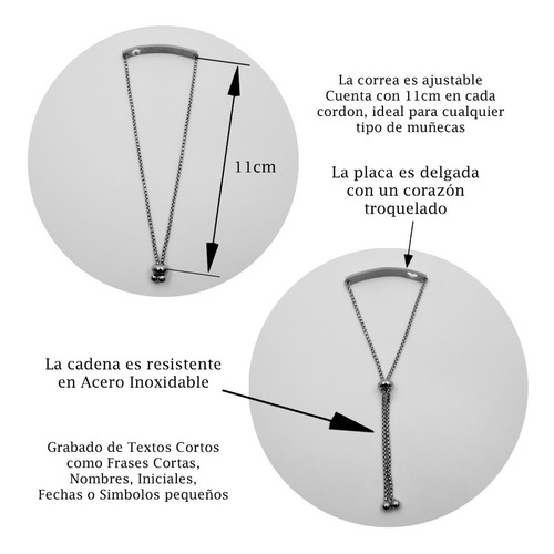 Imagen 4 de 7 de Pulsera Acero Personalizada Grabado Láser M1174