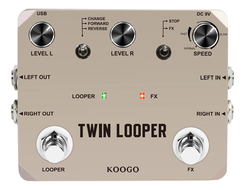 Koogo Twin Looper - Pedal De Efecto Guitarra Eléctrica (11.