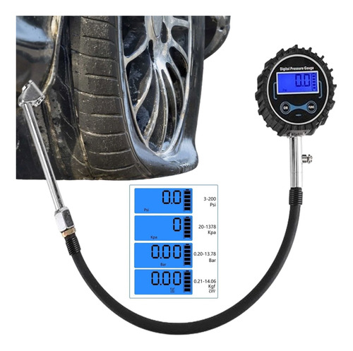 Bara Inflador De Cauchos Con Medidor Digital Presión De Aire