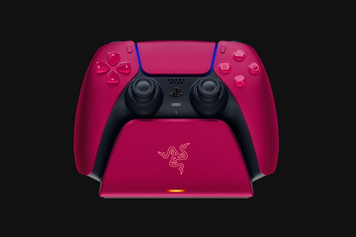 Imagen 7 de 9 de Cargador Gamer Razer Ps5 Quick Charge Control Usb Rojo Curvo