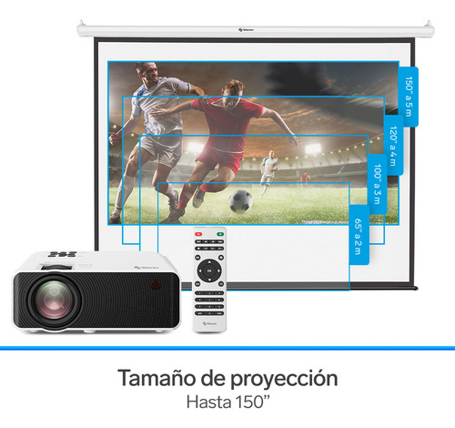 Proyector Multimedia Hd De 7000 Lúmenes, Portátil