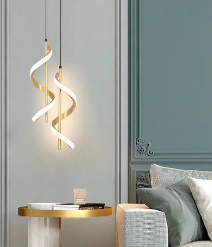 Pendente Led Espiral Dna Moderno Luxo Sala Quarto Cabeceira