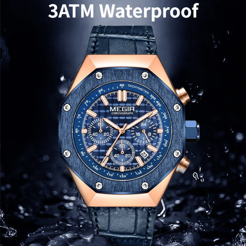 Relojes De Cuarzo Impermeables Megir Chronograph Para Hombre