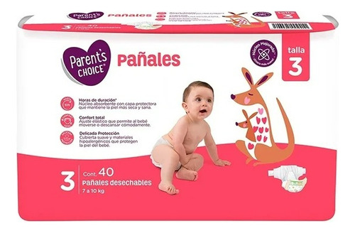3 Pza Pañales Choice Talla 3 Unisex 40 Piezas
