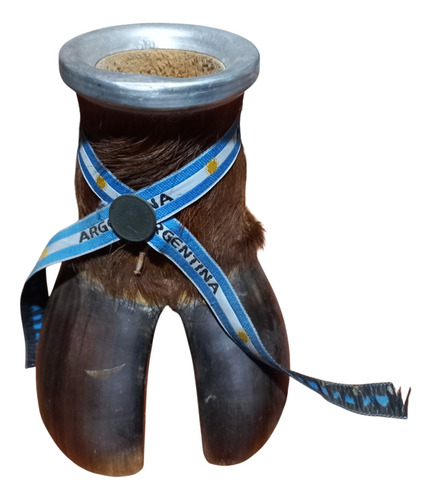Mate De Pezuña De Vaca .de Madera..leer Bien Marrón Personalizado (Usado)