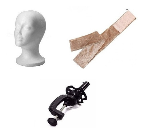 Kit 1 Faixa Hair Grip + 1 Cabeça De Isopor + 1 Suporte