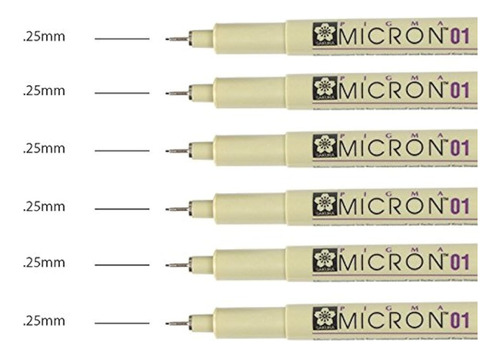 Juego De 6 Plumas De Tinta Micron En Blister De Sakura