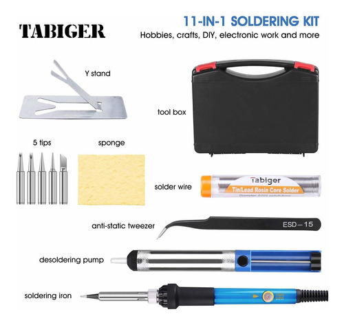 Imagen 6 de 7 de Tabiger Kit De Soldador 60w 110v-temperatura Ajustable