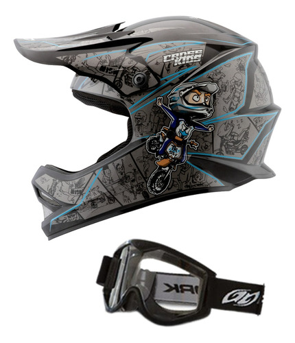 Capacete Moto Cross  Infantil  Ck-01 Criança +óculos 788