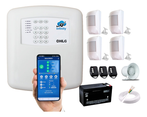 Alarme HLG Infinity Wifi C/ App Celular E Sensores